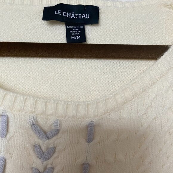Le Chateau Crew Neck Soft Cream Women's Sweater Size Medium - Picture 3 of 5